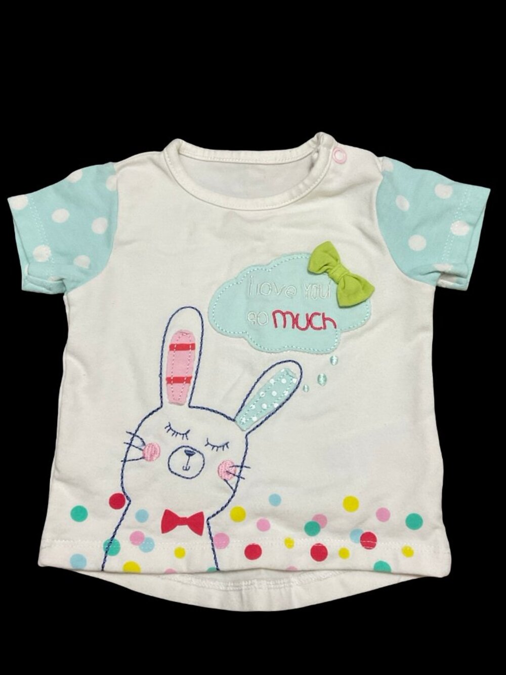 👣 10/$25 - White Polka Dot/Bunny Tee